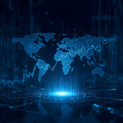 global business concept in blue background