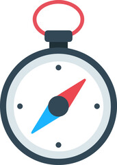 compass icon with red-blue needle and top loop, flat minimal vector design