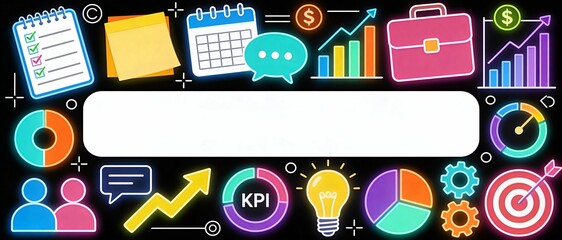 Kpi performance card with graph, management, target, strategy, marketing, analysis, chart