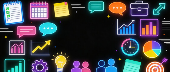 Kpi performance card with management, target, strategy, chart, marketing, graph, analysis