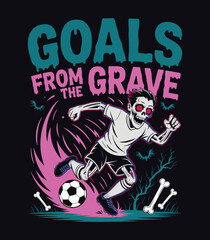 Goals From Grave: Spooky Zombie Footballer Pixel Art t shirt design