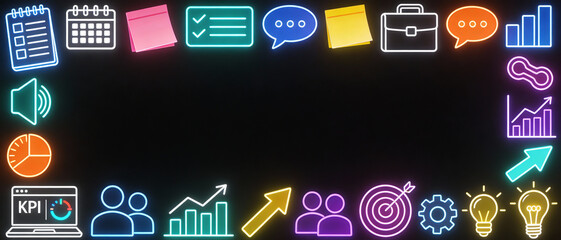 Kpi performance card with strategy, chart, management, analysis, marketing, graph, target