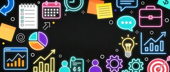 Kpi performance card with strategy, analysis, target, marketing, graph, chart, management