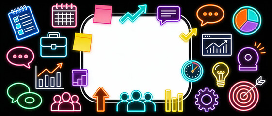 Kpi performance card with management, strategy, marketing, analysis, graph, chart, target