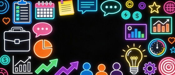 Kpi performance card with management, target, strategy, analysis, marketing, graph, chart