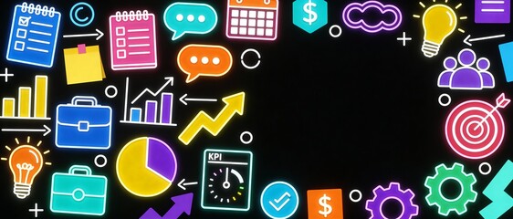 Kpi performance card with target, marketing, management, graph, strategy, analysis, chart