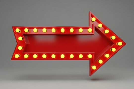 Blank red arrow neon sign on white wall