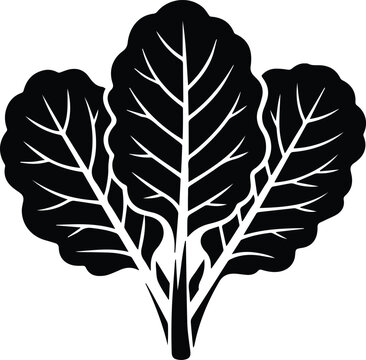 Minimalist black collard greens vegetable bunch silhouette vector icon