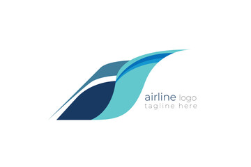 Airline Logo Design Abstract Wing Flight Symbol in Blue Tones