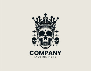 Fototapeta premium Skull Crown black vector logo illustration