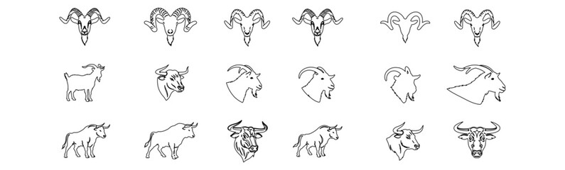 Multiple Animal Horns Vector – Editable, Scalable Wildlife Elements