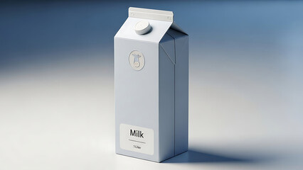 simple and clean milk carton mockup, standing vertically, realistic design with visible textures on the carton material, soft lighting to emphasize the product&rsquo;s clean look