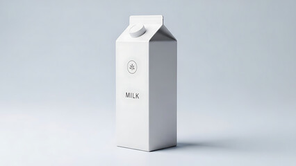 simple and clean milk carton mockup, standing vertically, realistic design with visible textures on the carton material, soft lighting to emphasize the product&rsquo;s clean look