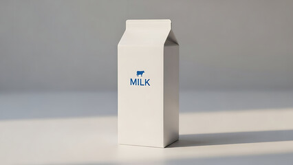 simple and clean milk carton mockup, standing vertically, realistic design with visible textures on the carton material, soft lighting to emphasize the product&rsquo;s clean look