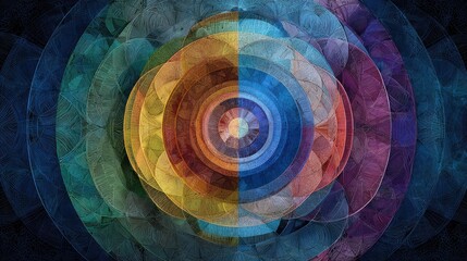 Abstract Concentric Circles With Intricate Line Patterns