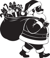 Santa Claus  with gifts Silhouette Christmas Vector Illustration