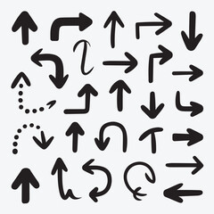 Black Marker Sketch Arrows - Directional Icons Collection