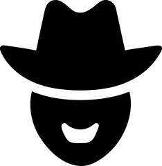 Silhouette of a face wearing a cowboy hat emoji