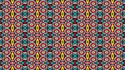 Vibrant Seamless Ethnic Floral And Geometric Pattern For Textile, Fabric, And Wallpaper Design