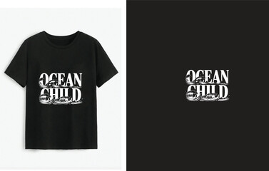 A black t-shirt mockup featuring a vintage-style 