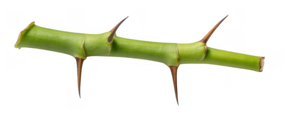 Green plant stem with sharp thorns isolated on a transparent background 1