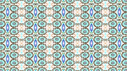 Turquoise And Brown Mandala Floral Seamless Pattern