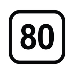 Number eighty icon on white background