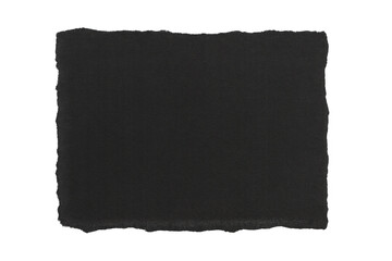 Obraz premium Black torn paper piece with distressed edges creating a rugged texture and empty copy space on a transparent background