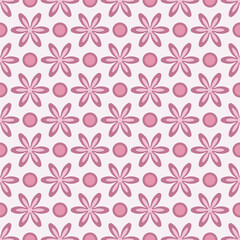 Obraz premium Simple Floral and Circle Repeat, Pink Tones Seamless Surface Pattern