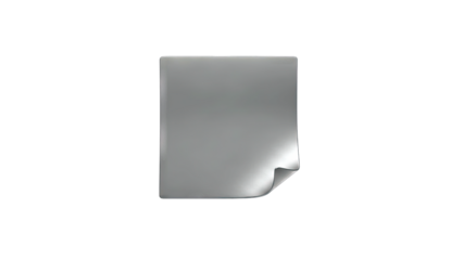Gray Sticky Note with Curled Corner on White Background