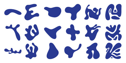 Obraz premium Collection of Abstract Organic Blue Shapes on White Background