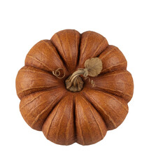 Rustic Mini Harvest Pumpkin with Deep Ridges Isolated