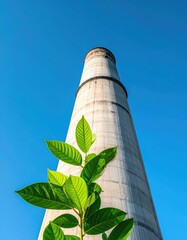 Biomass Power Facility with Green Leaves, Medium Shot