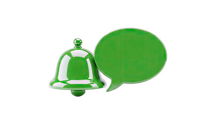 Green Bell and Speech Bubble Icon on White Background