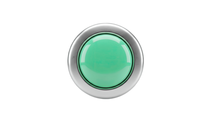 Green Button Pressed on White Background