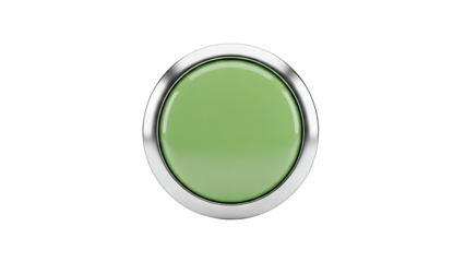 Green Button Pressed on White Background