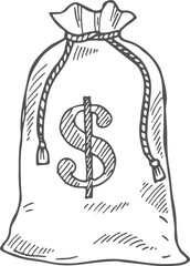 A bag with a dollar sign on it