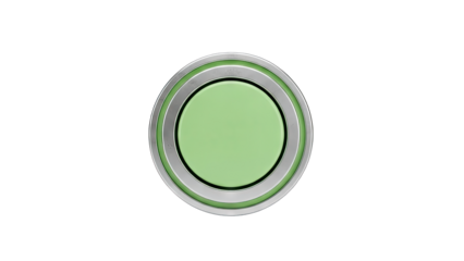 Green Button Pressed on White Background