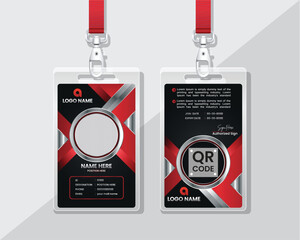 Modern Corporate ID Card Template in Red and Black Professional Employee Identity Design