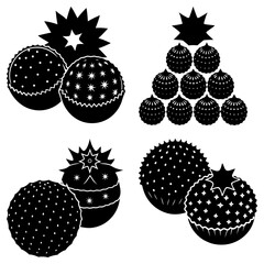 Cluster of Pineapples with Star Patterns on White Background fruit tropical