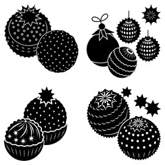Christmas baubles and ornaments with star patterns on white background stars 1