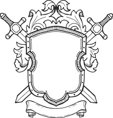 A shield with two swords on it