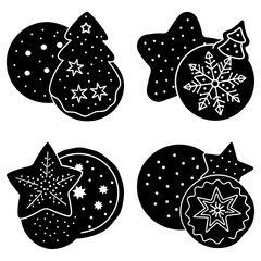 Christmas Cookie Cutters with Snowflakes and Stars on White Background