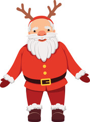 A cartoonish image of Santa Claus with a red suit