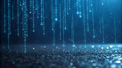 Abstract technology background with digital binary code matrix stream falling