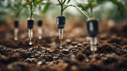 Plant micro device integration detailed close up detailed observation of plant hosting minute integrated technological instrument