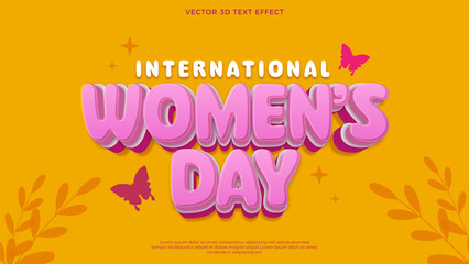 International womens day 8 march editable text effect 3d template