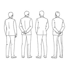 Businessmen Standing Silhouettes &ndash; CAD Editable Line Art