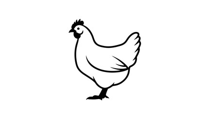 Simple Art Illustration of a Chicken in Profile View, Black and White