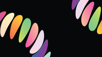 Abstract digital artwork with colorful wave pattern on dark background. Creative double helix structure made of flowing, rounded, glass shapes. Bright colors, smooth gradients, dynamic modern design.